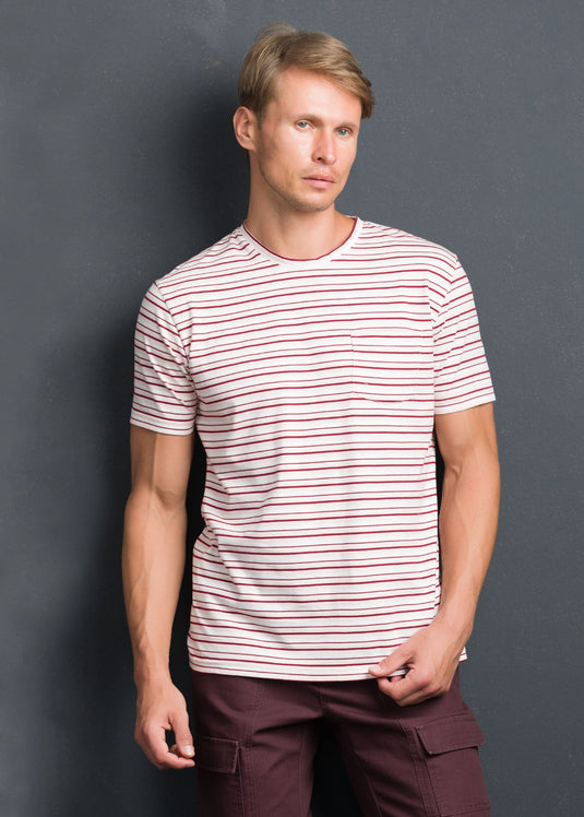 STRIPE CREW NECK WITH PKT