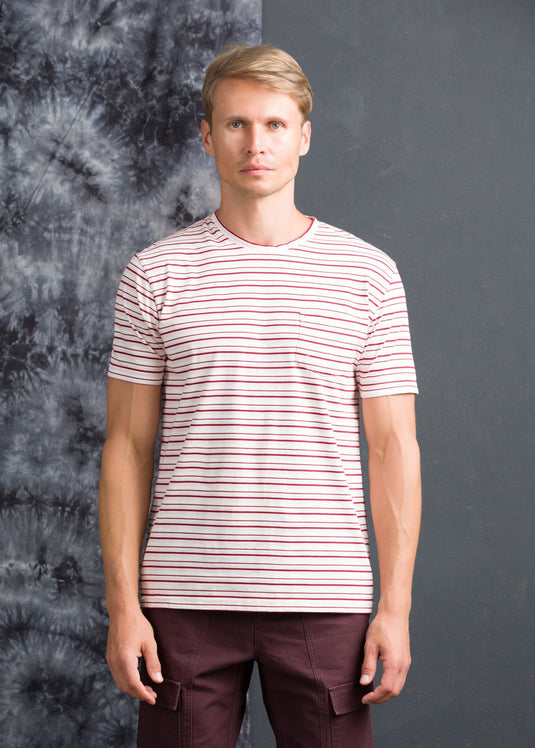 STRIPE CREW NECK WITH PKT