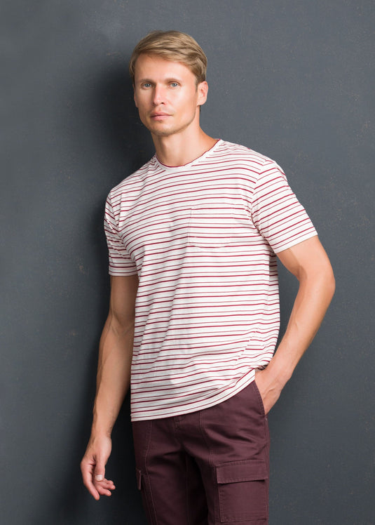 STRIPE CREW NECK WITH PKT