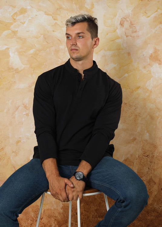 Mao Collar L/S T-Shirt