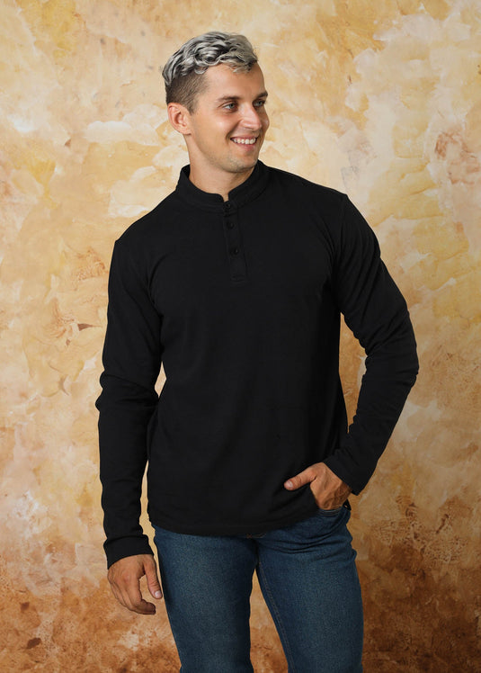 Mao Collar L/S T-Shirt