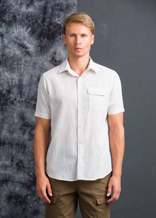 CASUAL WEAR DETAILED STRIPE S/S SHIRT