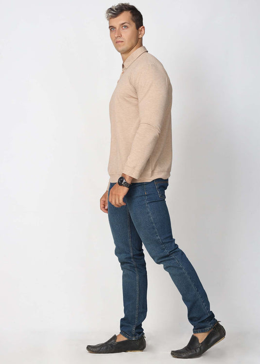 Self Collar L/S T-Shirt (Beige)