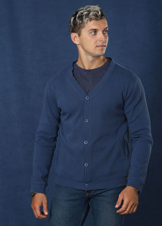 Steel Blue Cotton Rich Cardigan