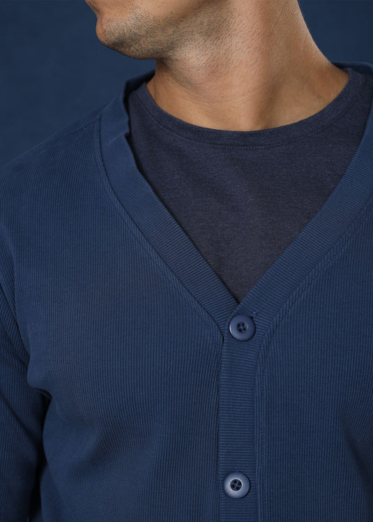 Steel Blue Cotton Rich Cardigan