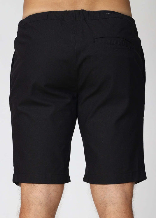 Black Linen Draw Cord Short