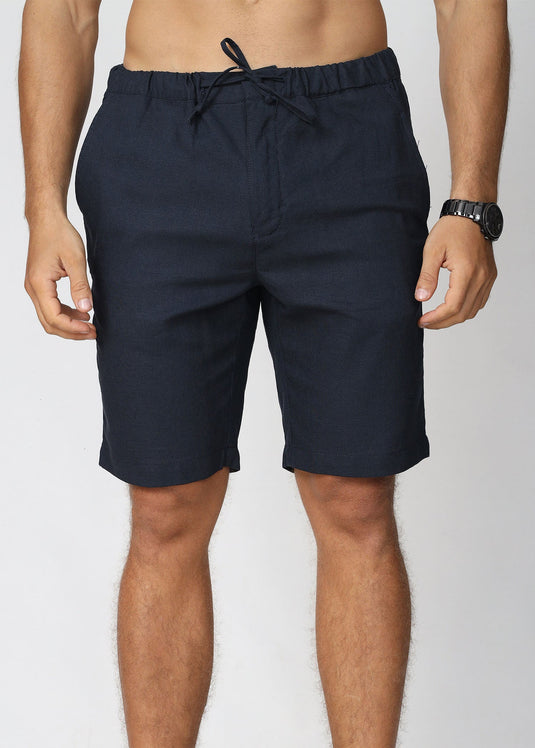 Ink Blue Linen Draw Cord Short