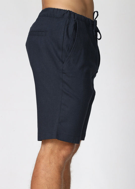 Ink Blue Linen Draw Cord Short
