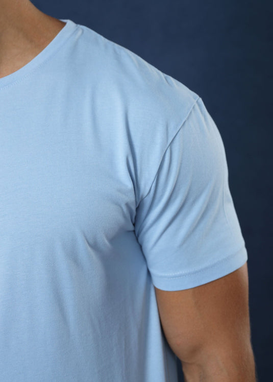Sky Blue Crew Neck Tee (Slim Fit)