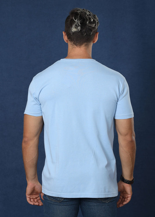 Sky Blue Crew Neck Tee (Slim Fit)