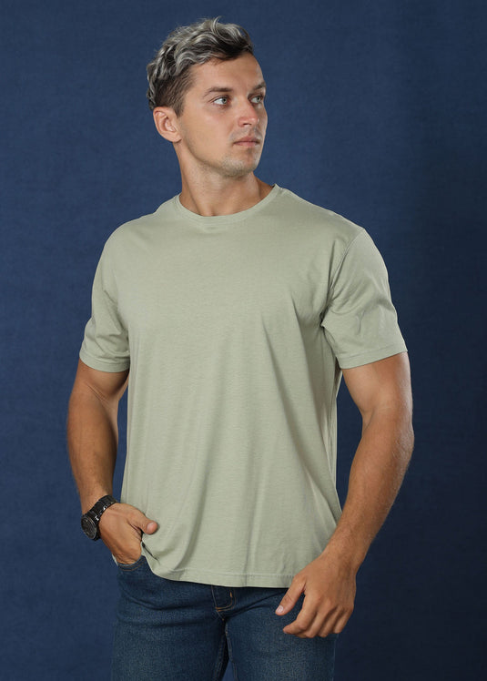 Sage Green Crew Neck Tee (Regular Fit)