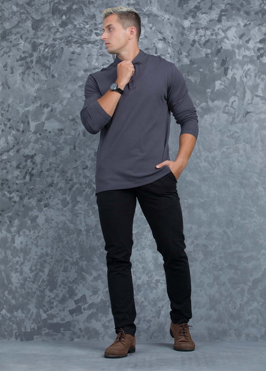 Casual Wear Long Sleeve Mao Collar T-Shirt