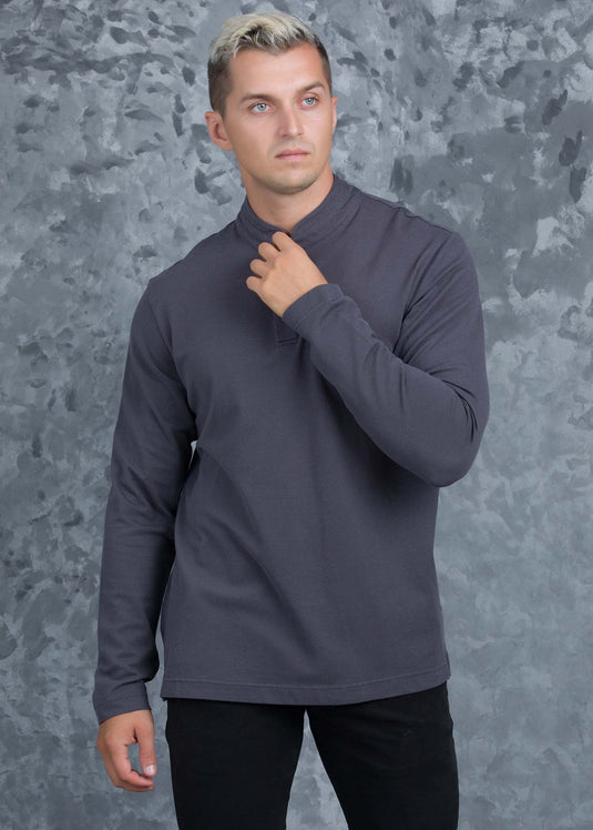 Casual Wear Long Sleeve Mao Collar T-Shirt