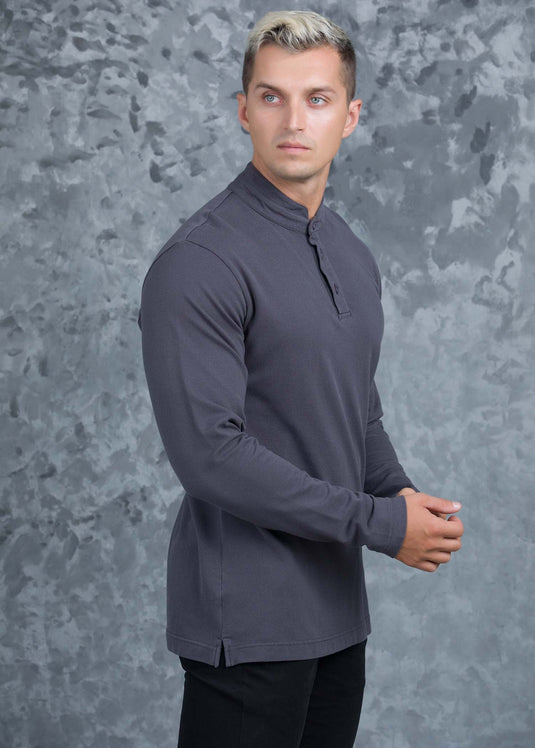 Casual Wear Long Sleeve Mao Collar T-Shirt