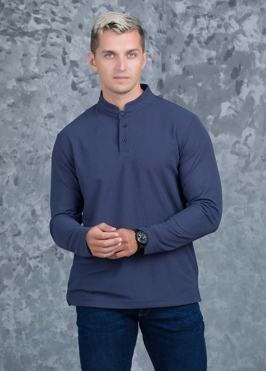 Casual Wear Long Sleeve Mao Collar T-Shirt