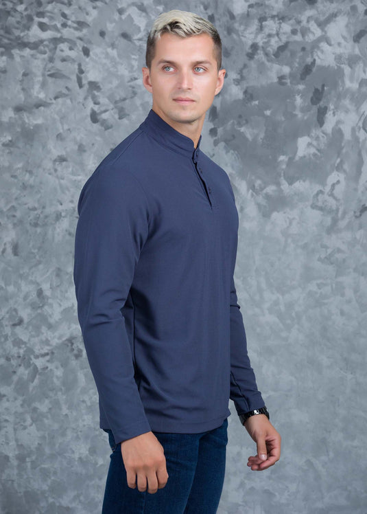 Casual Wear Long Sleeve Mao Collar T-Shirt