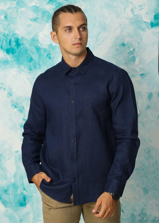 Navy Linen Nemo Shirt