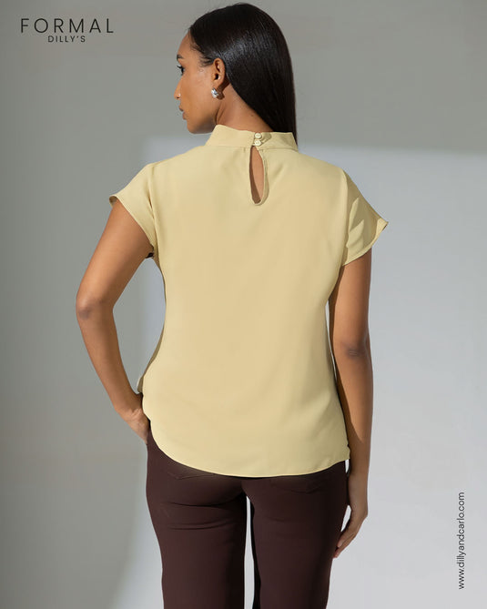 Extended shoulder blousewith wide neck band