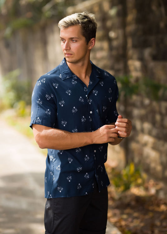 Casual Wear Printed Cuban Collar S/S Shirt