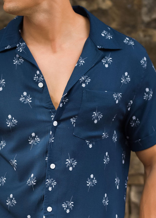 Casual Wear Printed Cuban Collar S/S Shirt