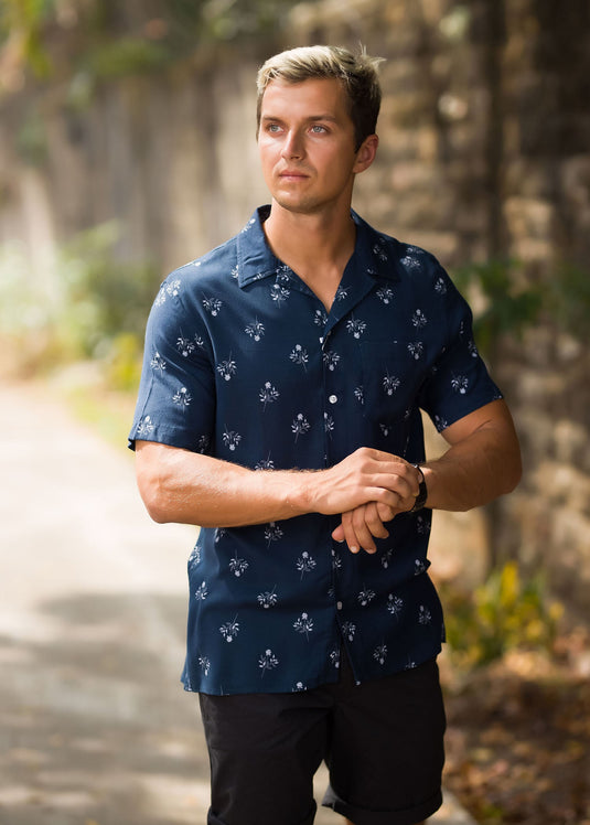 Casual Wear Printed Cuban Collar S/S Shirt