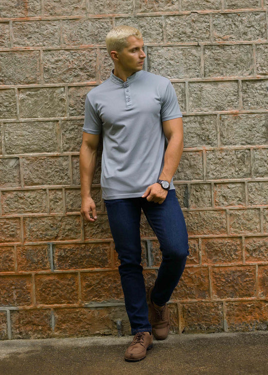 Mao Collar  S/S T-Shirt