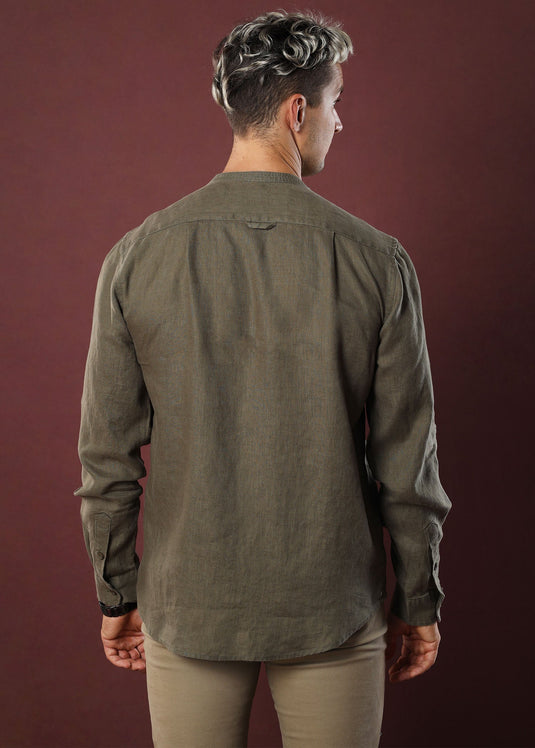 Olive Linen Wong Shirt