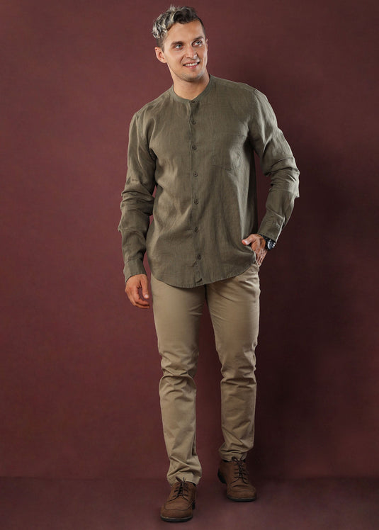 Olive Linen Wong Shirt