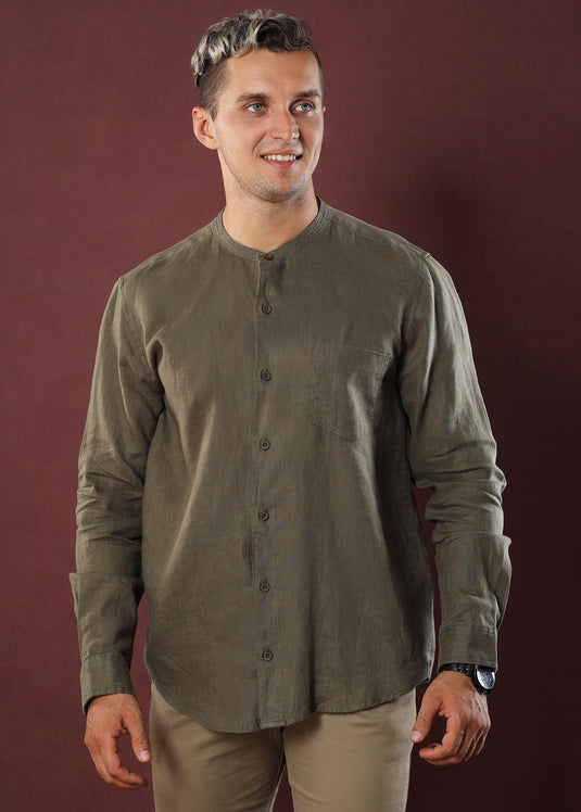 Olive Linen Wong Shirt