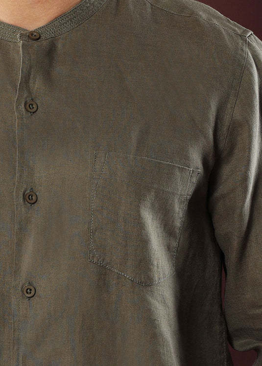 Olive Linen Wong Shirt