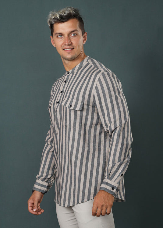 Double Pockets Stripe Shirt