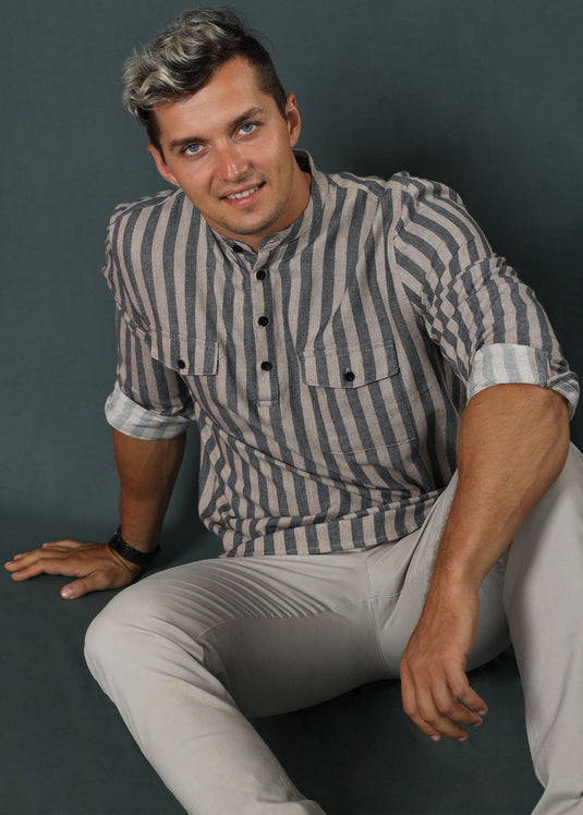Double Pockets Stripe Shirt