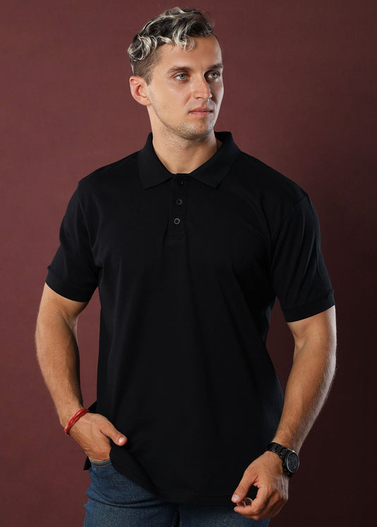Black Polo T-Shirt (Regular Fit)