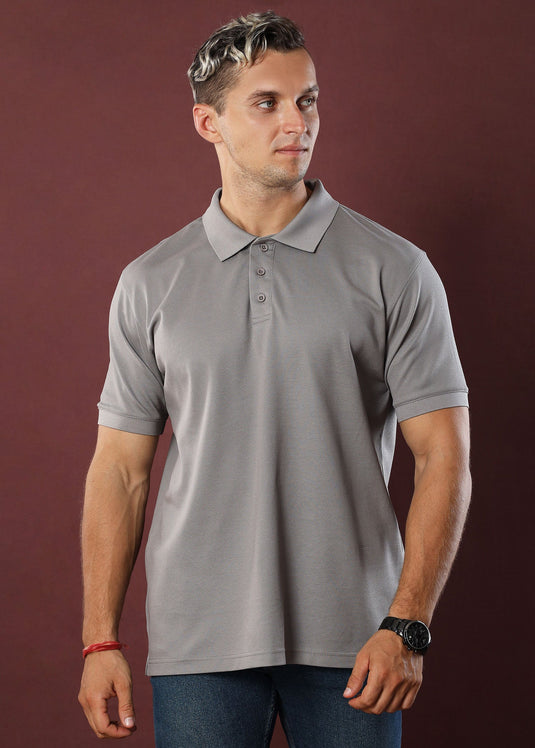 Fossil Grey Polo T-Shirt (Regular Fit)