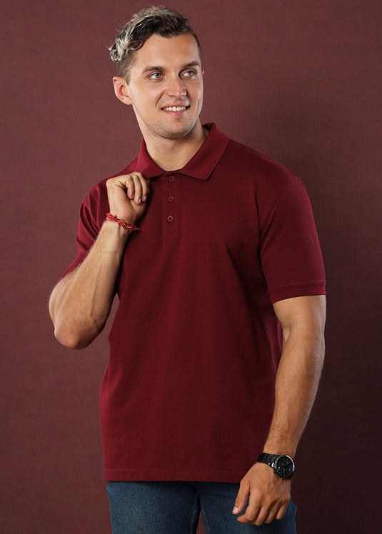 Maroon Polo T-Shirt (Regular Fit)