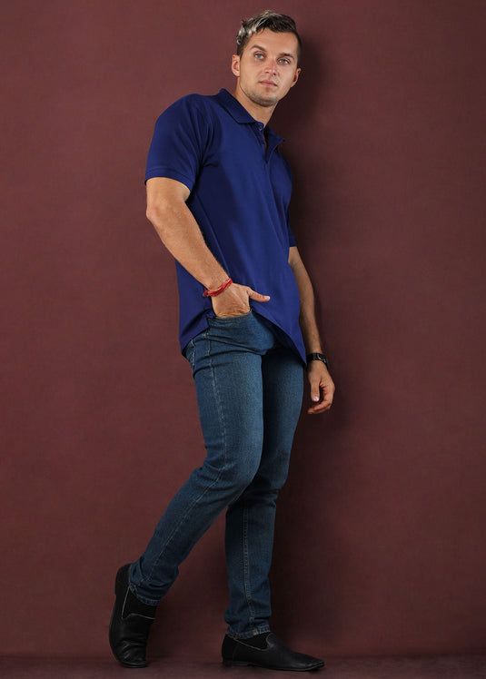 Navy Blue Polo T-Shirt (Regular Fit)