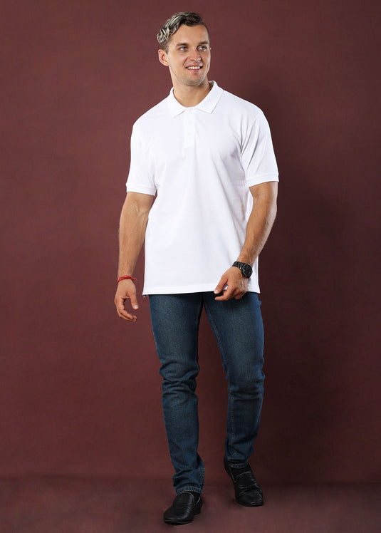 White Polo T-Shirt (Regular Fit)