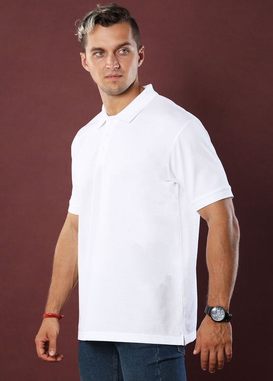 White Polo T-Shirt (Regular Fit)