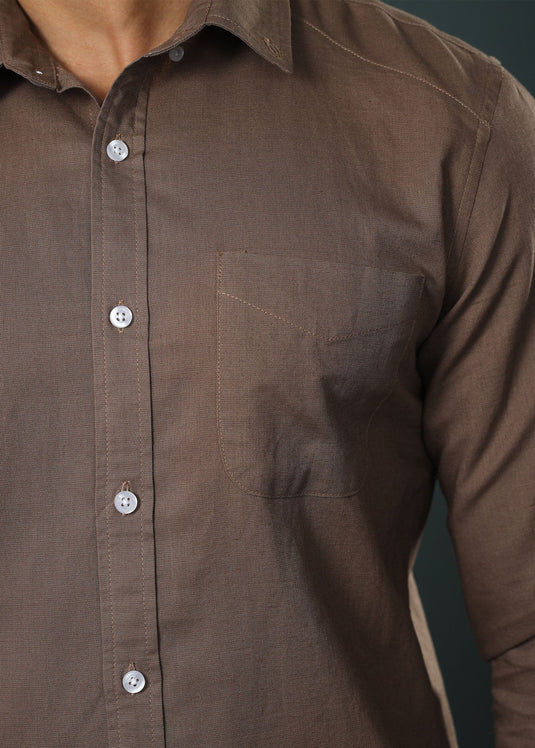 Brown Detail Linen Shirt