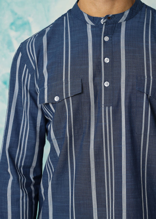 Mandarin Collar Double Pockets Shirt