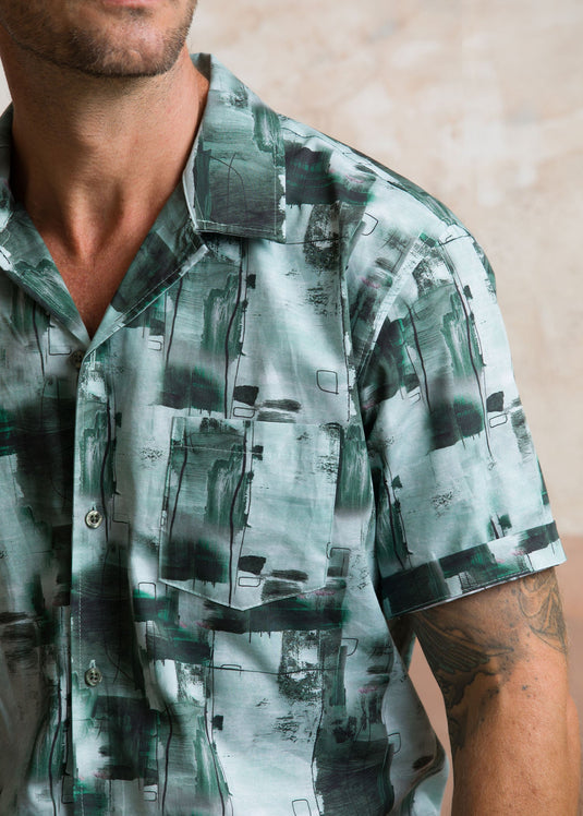 Casual Wear Printed Cuban Collar S/S Shirt