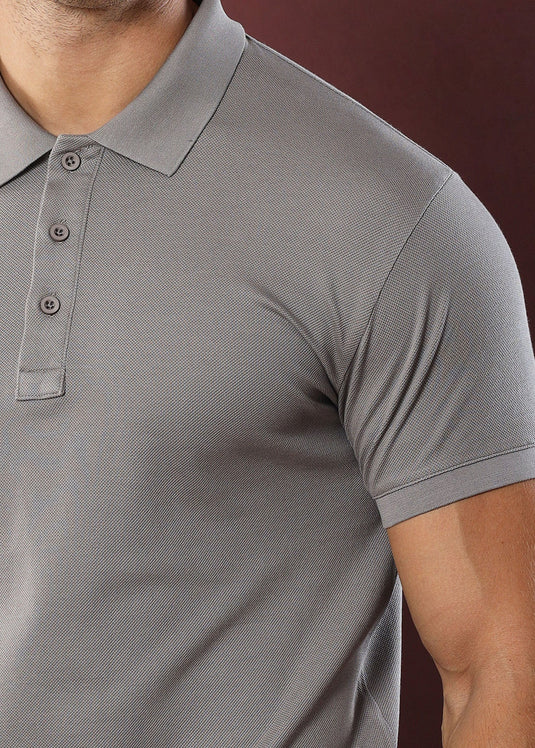 Fossil Grey Polo T-Shirt (Slim)