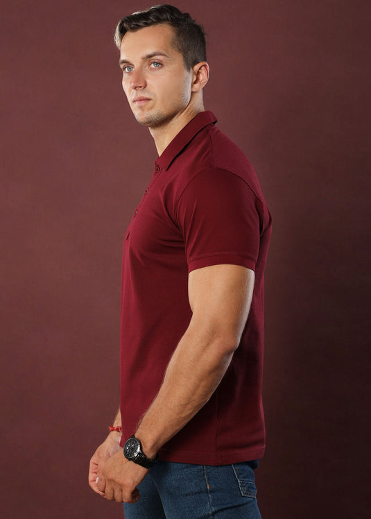 Maroon Polo T-Shirt (Slim)