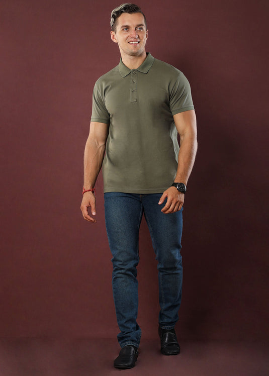 Moss Green Polo T-Shirt (Slim)