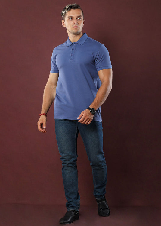 Pigeon Blue Polo T-Shirt (Slim)