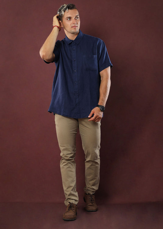 Linen Padini Shirt (Navy)