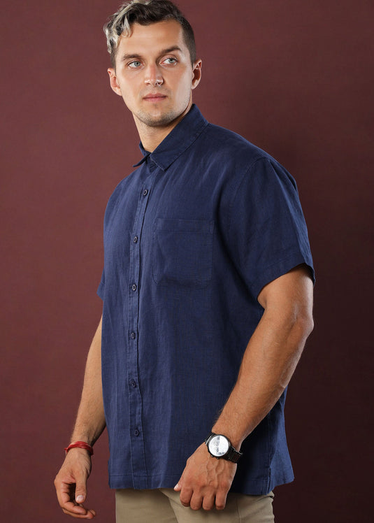 Linen Padini Shirt (Navy)