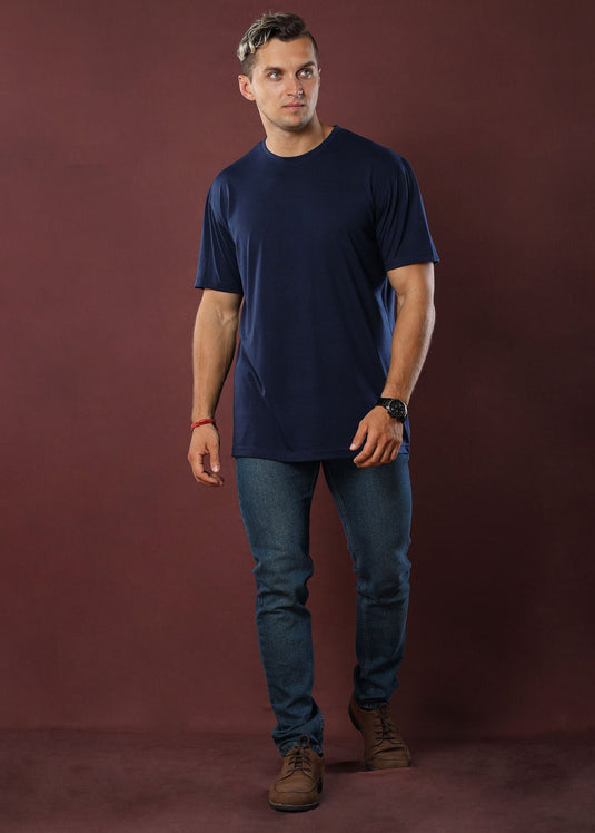 Mid Blue Crew Neck Tee (Slim)