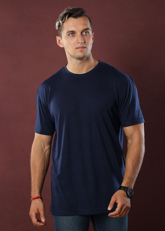 Mid Blue Crew Neck Tee (Slim)