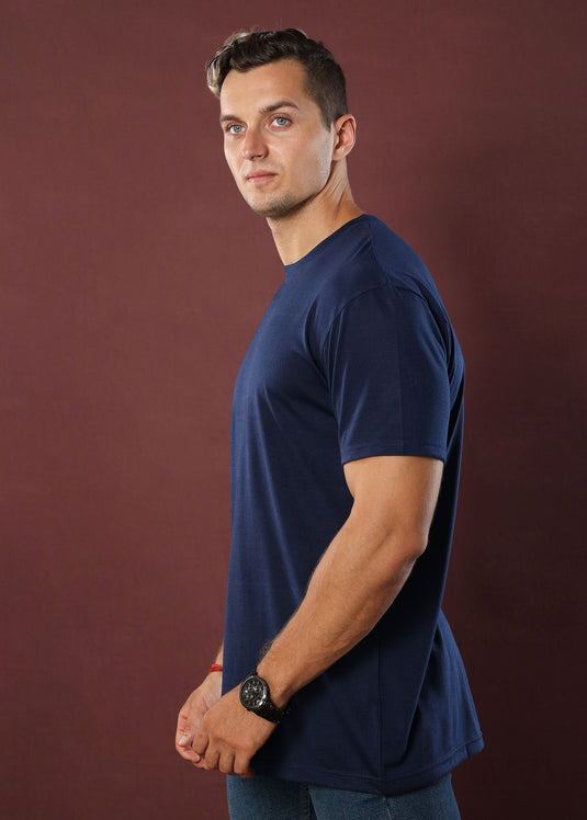 Mid Blue Crew Neck Tee (Slim)